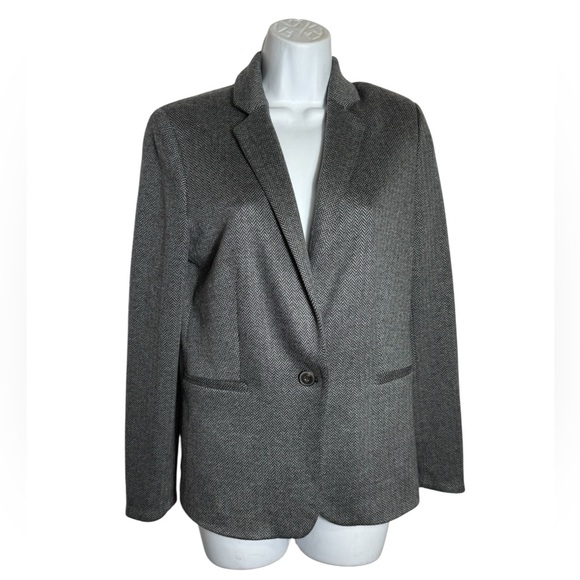 MANGO Blazer Size Medium‎ Women's Gray Herringbone Jacket PERFECT 🩶 - Picture 1 of 14